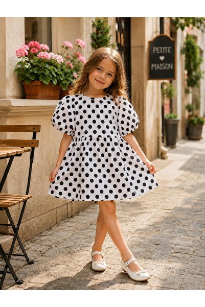 elzo collection Kız Çocuk Puantiyeli Elbise