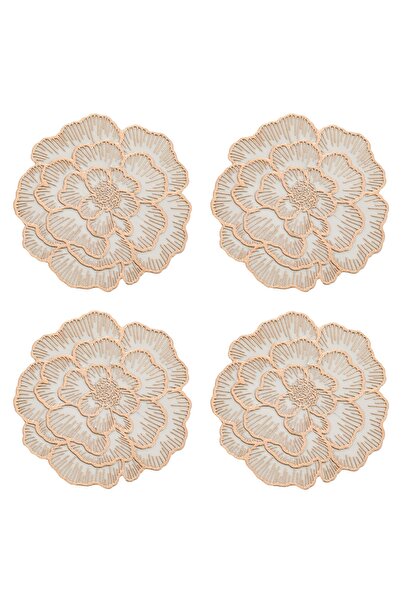 Zumzeria Christmas Cup Holders with Golden Pink Flower Pattern Ø10cm - 4pcs