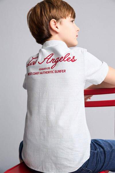 DeFacto Regular Fit Back Embroidered Short Sleeve Shirt for Boys H7125A826Hs