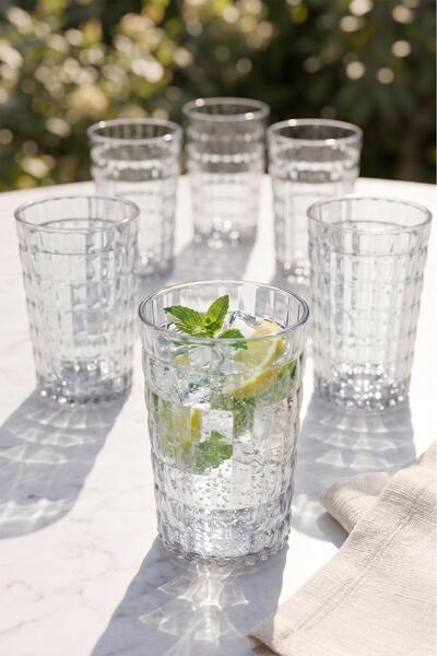 EWs Acrylic Allegra Transparent 6-Piece Short Glass & Water Soft Drink Coffee...