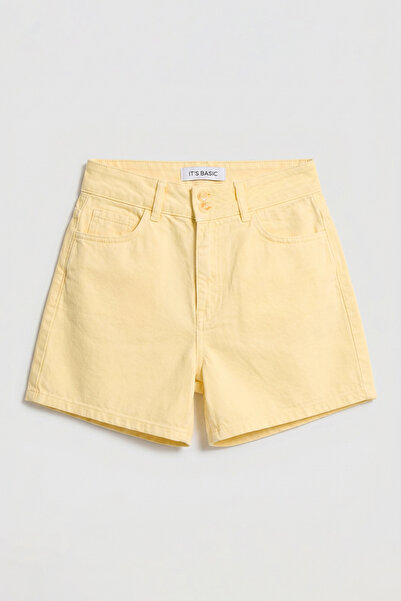 it's basic Women's Light Yellow 6S6-108 Relax Fit Belt Detailed 100% Cotton D...