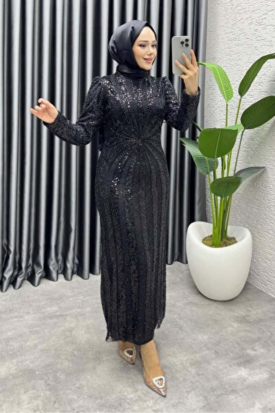 Kalemen Moda Afitap Tasarım Kalem Abiye 8038 Siyah
