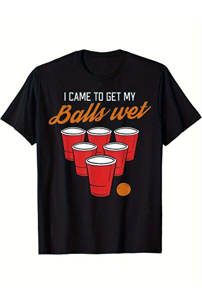 Sovae Men's Fun "I'll Take My Ball" Beer Ping Pong Ball Pattern T-Shirt
