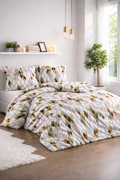 Bella Home Crystal Double Ranforce Duvet Cover Set - 4 Pieces - 100% Cotton -...