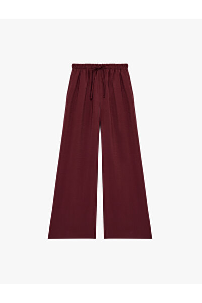 Koton Modal Fabric Comfortable Fit Elastic Waist Lace-Up Wide Leg Pants