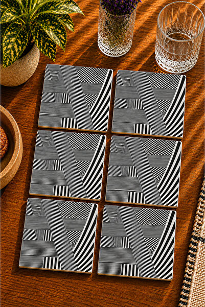 JHAAR Abstract - Bohemian - Geometric Themed Modern Set of 6 Coasters - Uv Pr...