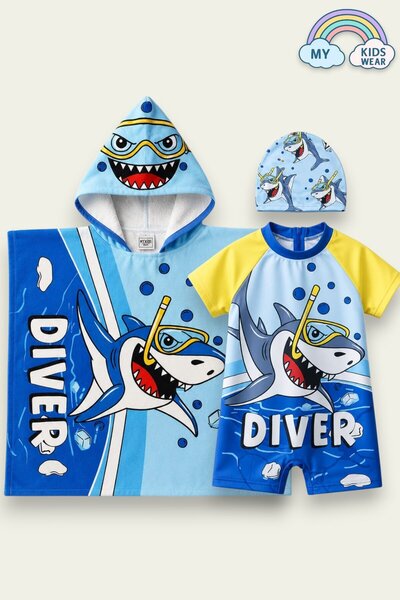 My Kids Wear Σετ θαλάσσιας στολής για αγόρια 2 τεμαχίων – Μαγιό, πετσέτα και ...