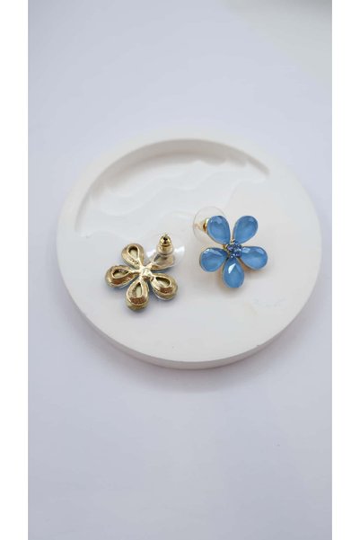 Jerie Blue Flower Figure Mini Earrings