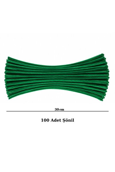 EXİZ TİCARET Yeşil Renk Şönil Tel 100’lü | Şönil Çiçek Yapımı İçin Pipe Clean...