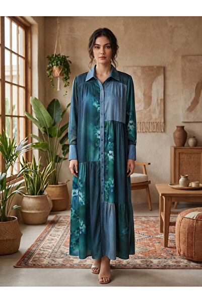 Finelook Boho-Chic Embroidered Maxi Jalabiya – Floral Modest Long Dress