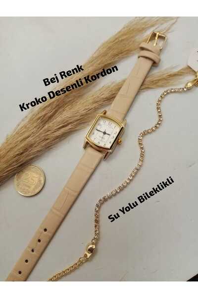 Brality Vintage Fashion Design - Women's Wristwatch with Gold Case - Beige Co...