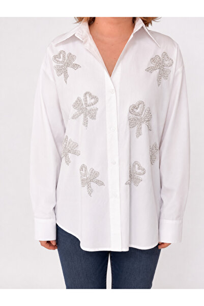 MY TEKSTİL Pearl Bloom Oversize Gömlek