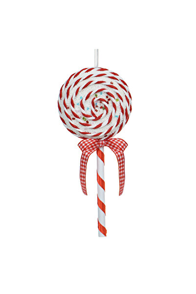 Zumzeria Ornament de brad bomboană din spumă roșie și albă 19cm