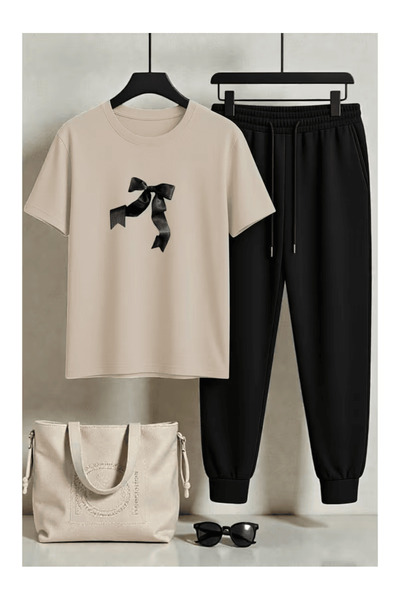 Eritqaa Bow Printed Tracksuit Set