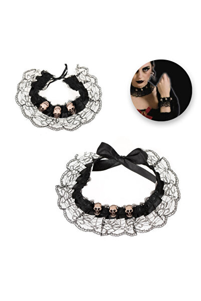 OEM Set de accesorii pentru costum gotic: Colier choker și brățară neagră cu ...