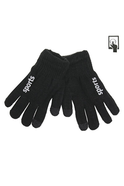 Zumzeria Black Knitted Gloves 'Sports' for Touch Screens for Teens Aged 9-14 ...