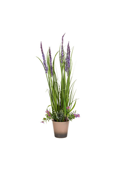 Zumzeria Ghiveci decorativ Ombre Bej cu plantă artificială de lavandă Ø12x65cm