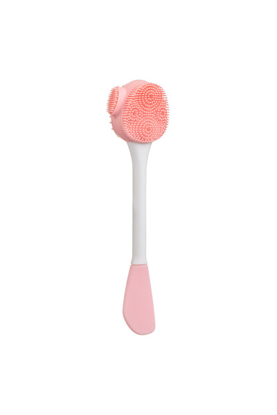 Zumzeria Pink and White Silicone Face Cleaning Brush with Spatula 16cm