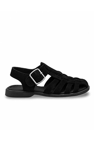 AYAKKABİSEPETİ Genuine Leather Ankle Strap Suede Closed Front Buckle Women's ...