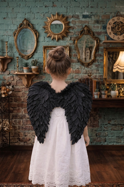 shop Aripă de înger din pene negre - Accesoriu elegant pentru costume, pentru...