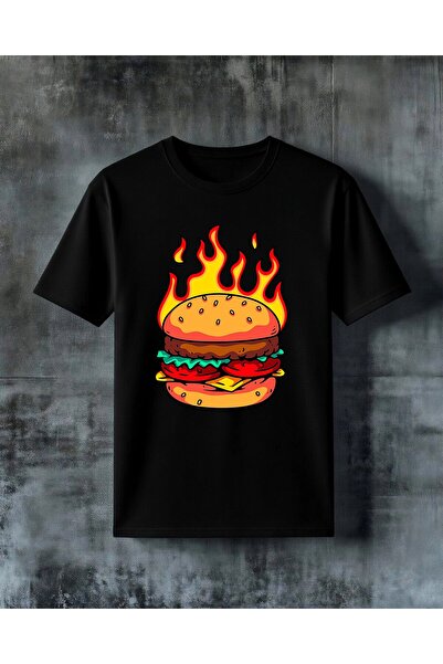 COMVİCHO Yangin Hamburger Printed Oversize T-Shirt
