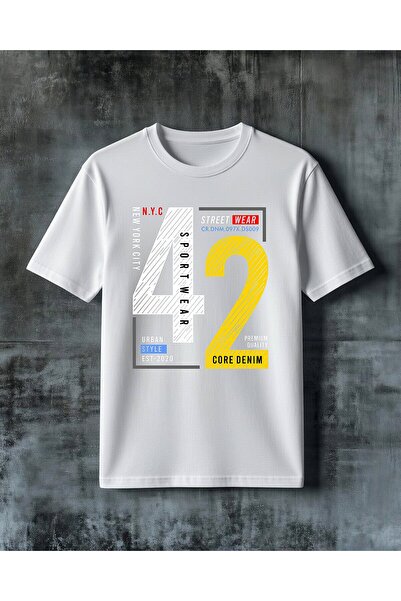 COMVİCHO تي شيرت كبير الحجم مطبوع عليه nyc wear sportswear