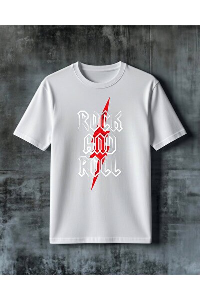 COMVİCHO Red Lightning Bolt Printed Oversized T-Shirt