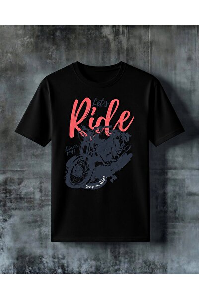 COMVİCHO Lets Ride Motorcycle Printed Oversize T-Shirt