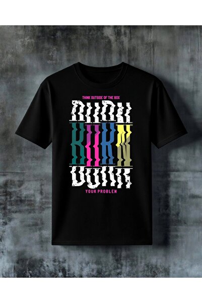 COMVİCHO Think Outside Box Slogan Printed Oversize T-Shirt