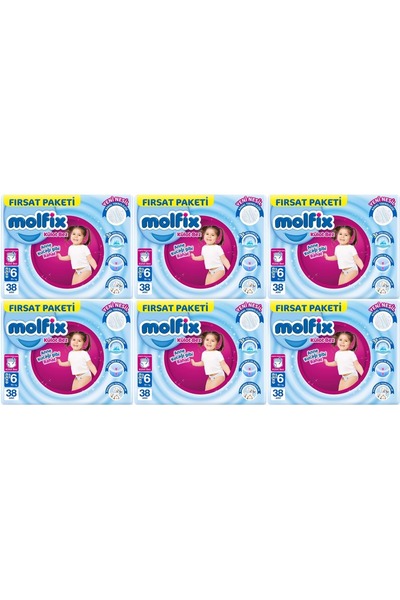 Molfix Külot Bebek Bezi 6 Beden 15+ KG Extra Large 228 Adet Ekstra Fırsat Pk