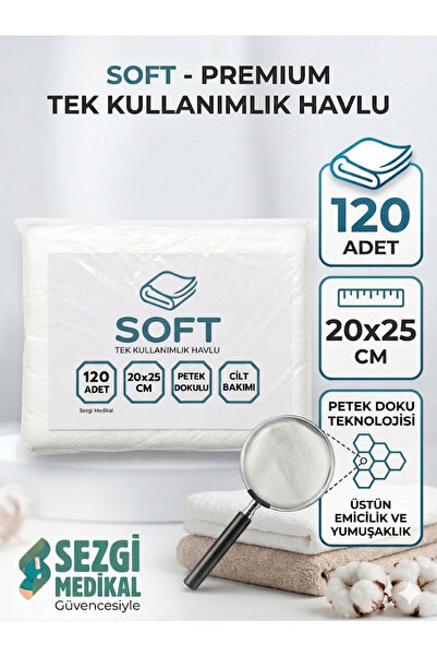 SOFT Tek Kullanımlık Havlu 20*25cm 120 Adetli Paket Cilt Bakımı