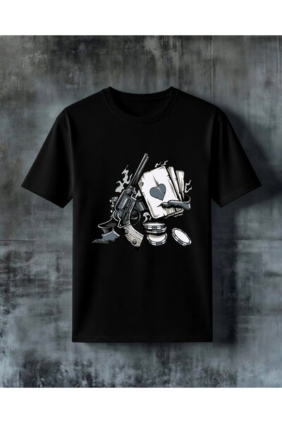 COMVİCHO Playing Card Printed Oversize T-Shirt
