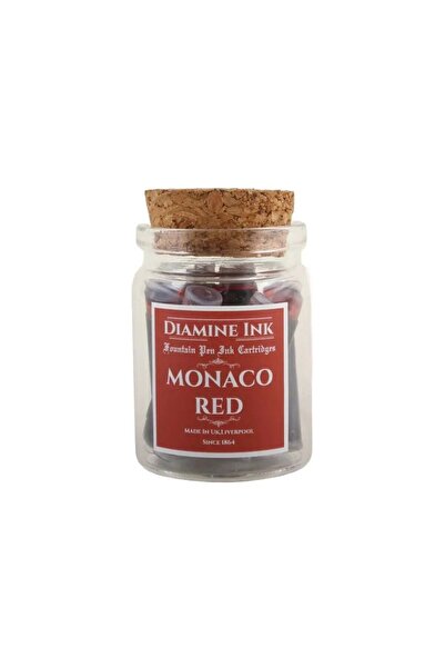 Diamine Mantar Kapak Cam Şişe 12'li Kartuş Seti Monaco Red