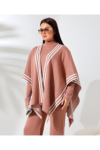 Intisimo Women's Knitted Three-Piece Classic Set, Powder Pink/White