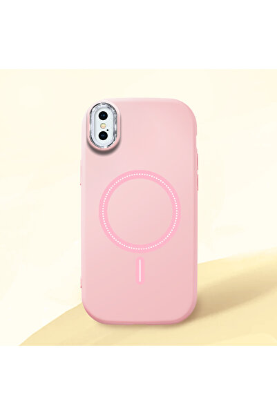 SLIMFELT iPhone XS Max Uyumlu Yüksek Kalite Sade Düz Renk Daire Desenli Kılıf