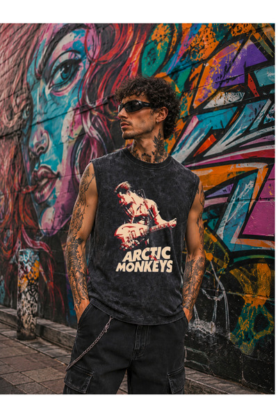 FREAK T-SHIRT Μπλουζάκι Arctic Monkeys Retro Washed Oversize με μηδενικά μανί...