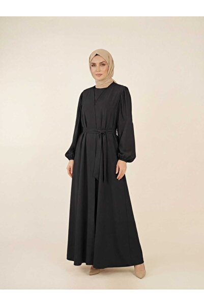 Beyza Giyim 9187 Abaya Dubai İpeği Siyah