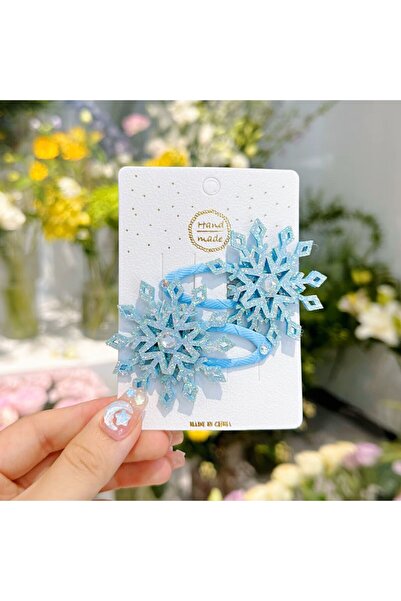 Rapunzel Accessories 2 li Mavi Kar Tanesi Parlak Prenses Toka Seti - Çıtçıtlı...