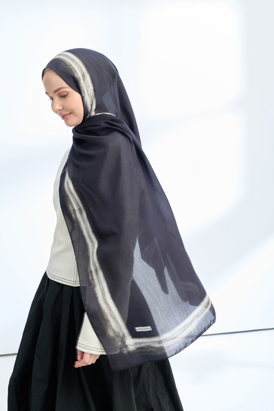 ARMANDA Soft Blush Floş Viscosse Shawl - Black
