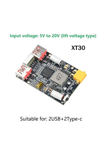 Choice XT30 2-7S 100W Fast Charging Module Power Bank Motherboard Dual USB+Ty...