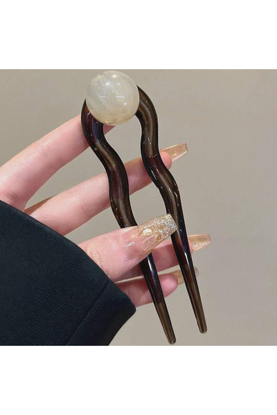 Choice Ivory U-Shaped Pearl Hairpin Meatball Head Simple Temperament Hairpin ...