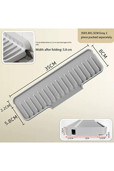 Choice Grey 35x6CM Kitchen Sink Splash Guard Silicone Drainage Mat Dish Soap ...