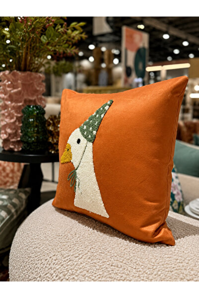 Pilloveland Punch Nakışlı Kırlent Kılıfı - 43*43 Cm - Ördek - PNK001