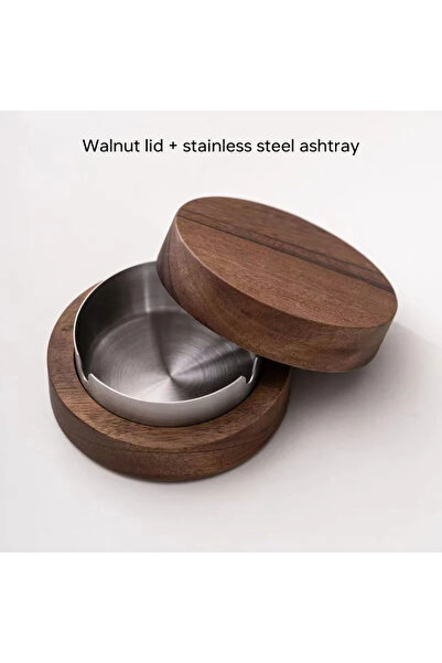 Choice1 silvery New Wooden Ashtray With Lid Smokers Stainless Steel Liner Win...