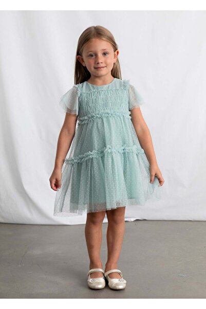 MAYORAL Girl's Polka Dot Tulle Dress Green