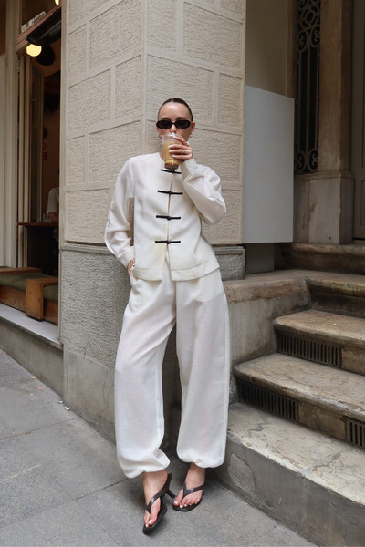 thelowely SET JACHETĂ ȘI PANTALONI CU ȘNURURI