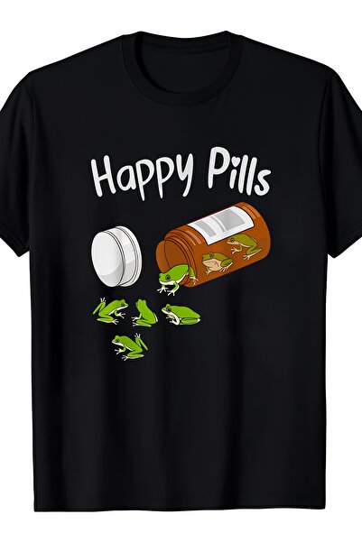Aura YIO تي شيرت رجالي Fun Happy Pill Frog