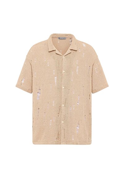 S13 Store Oversize Deliklı Triko Gömlek