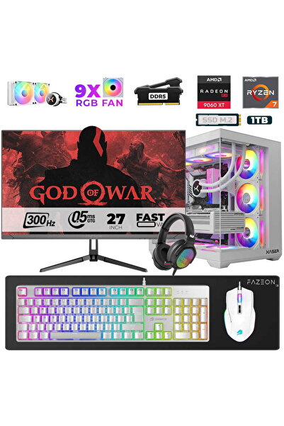 XASER Star X580 Ryzen 7 7800X3D 16GB Ram 1TB M.2 NVMe SSD 16GB RX9060XT 27" 3...