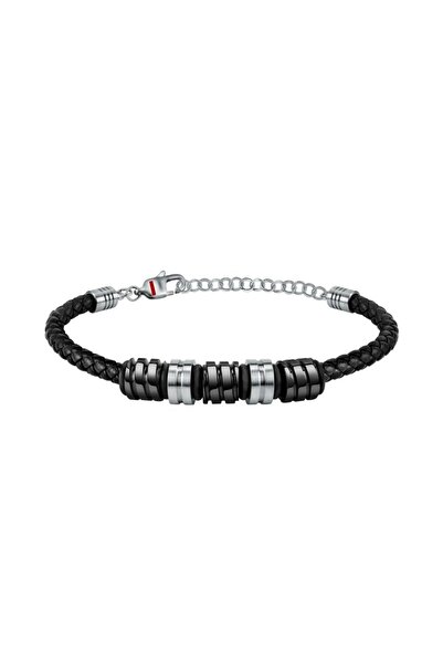 Sector Ceramic Bracelet, black with silver, length 19+3cm, SAFR18